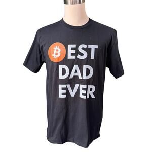 Port & Company NWT Best Dad Ever Bitcoin Crypto Graphic Tee L